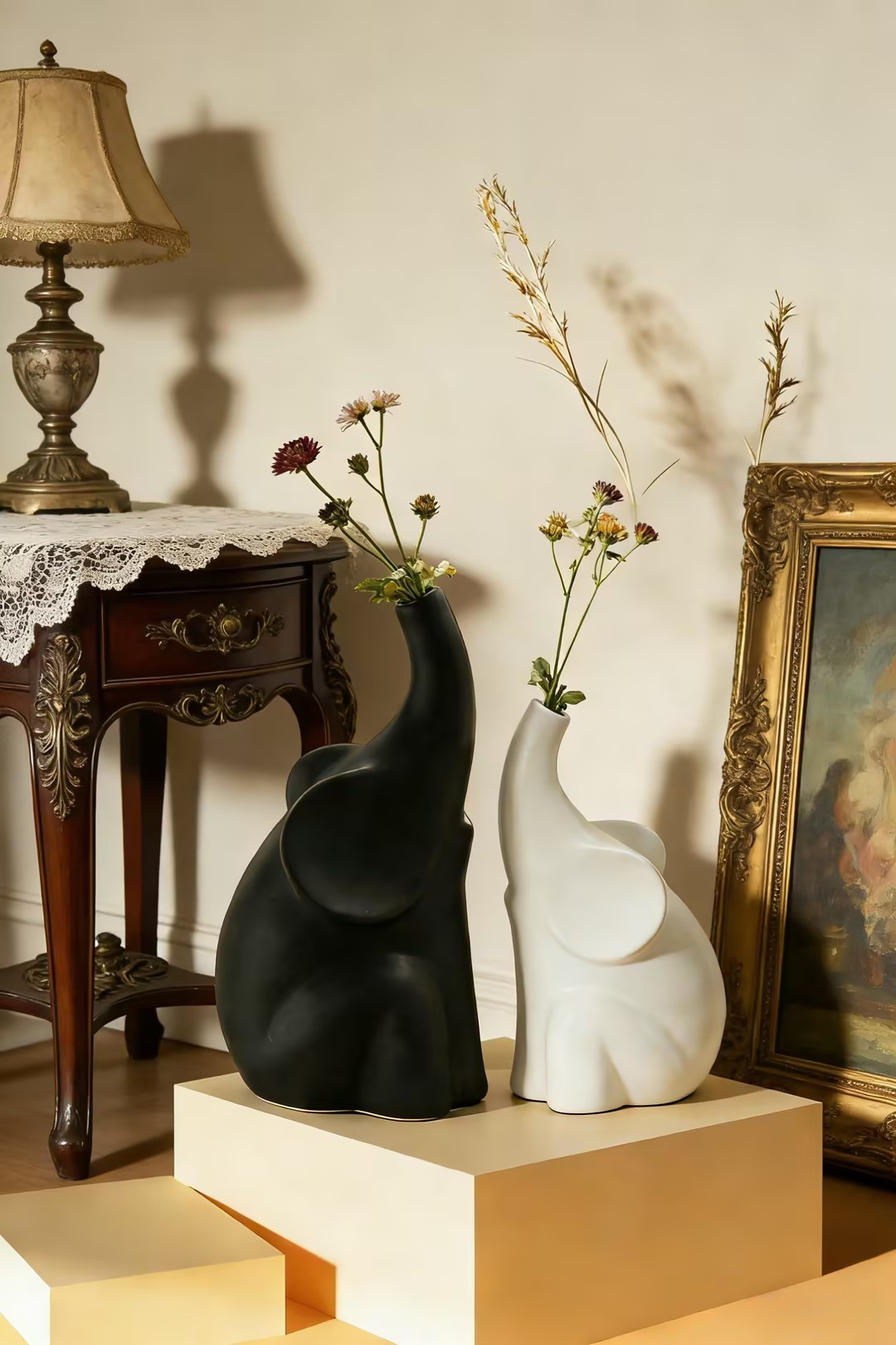 Nordic Minimalist Elephant Ceramic Vase Set