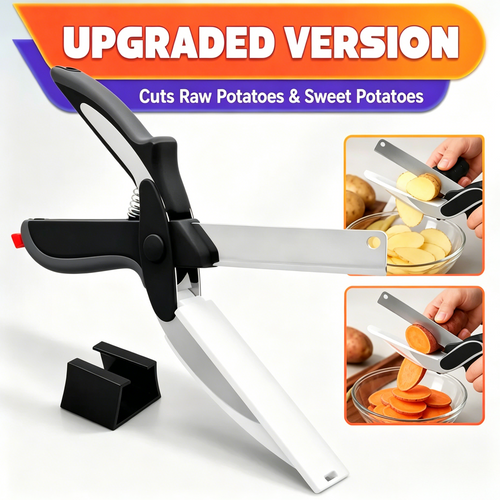 2 in 1 Kitchen Scissors for Food - Stainless Steel Cutting Board Scissors with Safety Lock