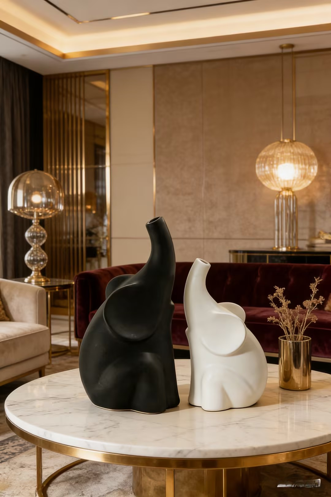 Nordic Minimalist Elephant Ceramic Vase Set