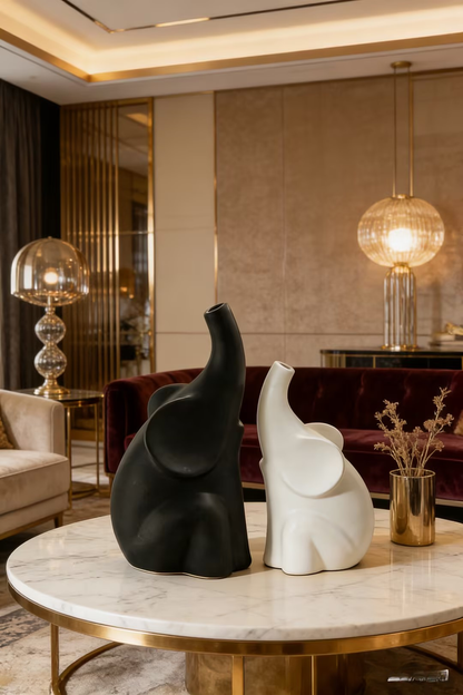 Nordic Minimalist Elephant Ceramic Vase Set