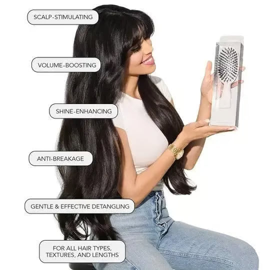 Paddle Brush - Smoother, Stronger, Shinier Hair - Boar Bristle Brush with Nylon Bristles and Microsphere Massaging Tips