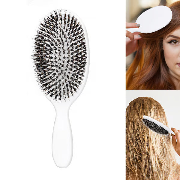 Paddle Brush - Smoother, Stronger, Shinier Hair - Boar Bristle Brush with Nylon Bristles and Microsphere Massaging Tips