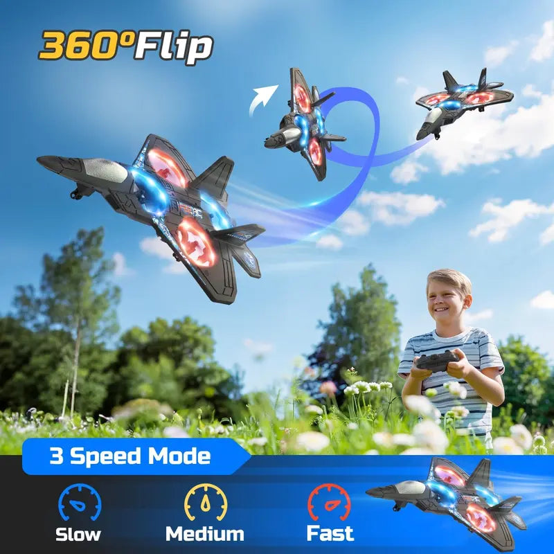 Popular kids RC flying toy, durable EVA foam fighter jet with multiple flying modes.