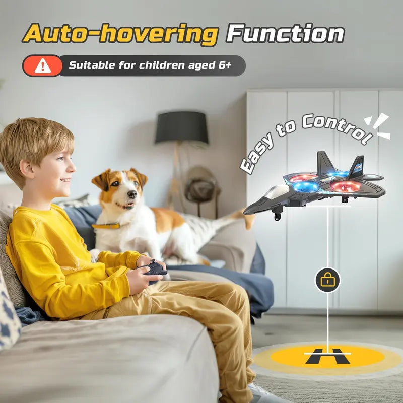 Popular kids RC flying toy, durable EVA foam fighter jet with multiple flying modes.