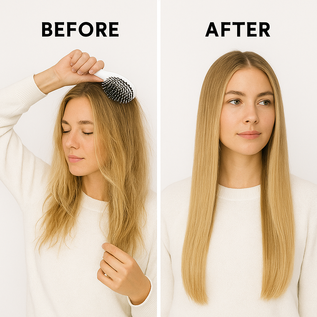 Paddle Brush - Smoother, Stronger, Shinier Hair - Boar Bristle Brush with Nylon Bristles and Microsphere Massaging Tips