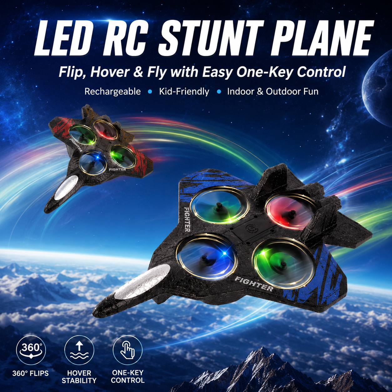 Popular kids RC flying toy, durable EVA foam fighter jet with multiple flying modes.