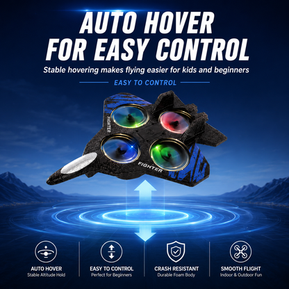 Popular kids RC flying toy, durable EVA foam fighter jet with multiple flying modes.