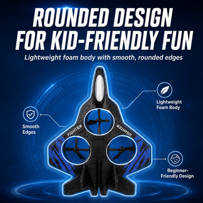 Popular kids RC flying toy, durable EVA foam fighter jet with multiple flying modes.