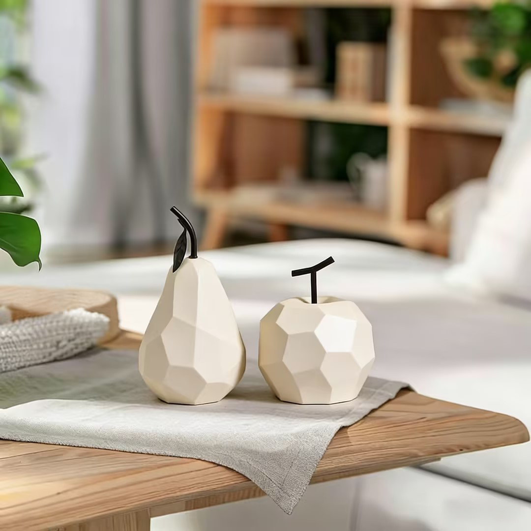 Modern Wabi-Sabi Ceramic Fruit Sculptures