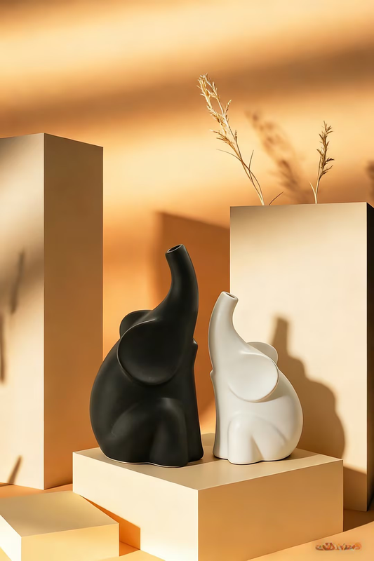 Nordic Minimalist Elephant Ceramic Vase Set
