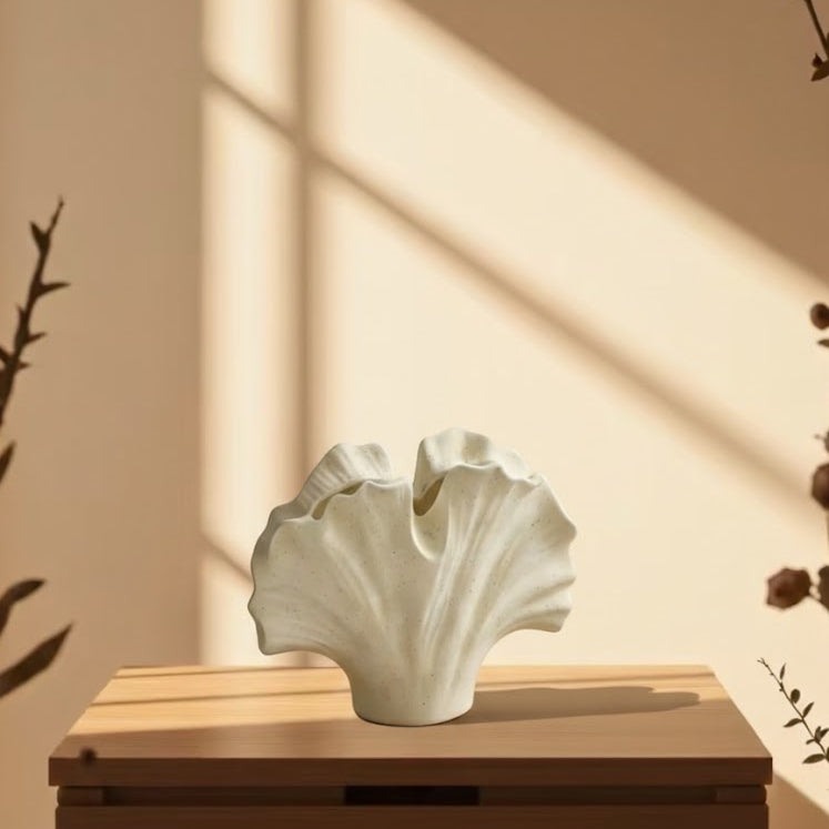 Vintage Ginkgo Leaf Ceramic Vase